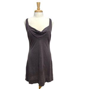 Sita Murt 100% Linen Knit Cowl-Neck Sleeveless Mini Dress Purple size Medium